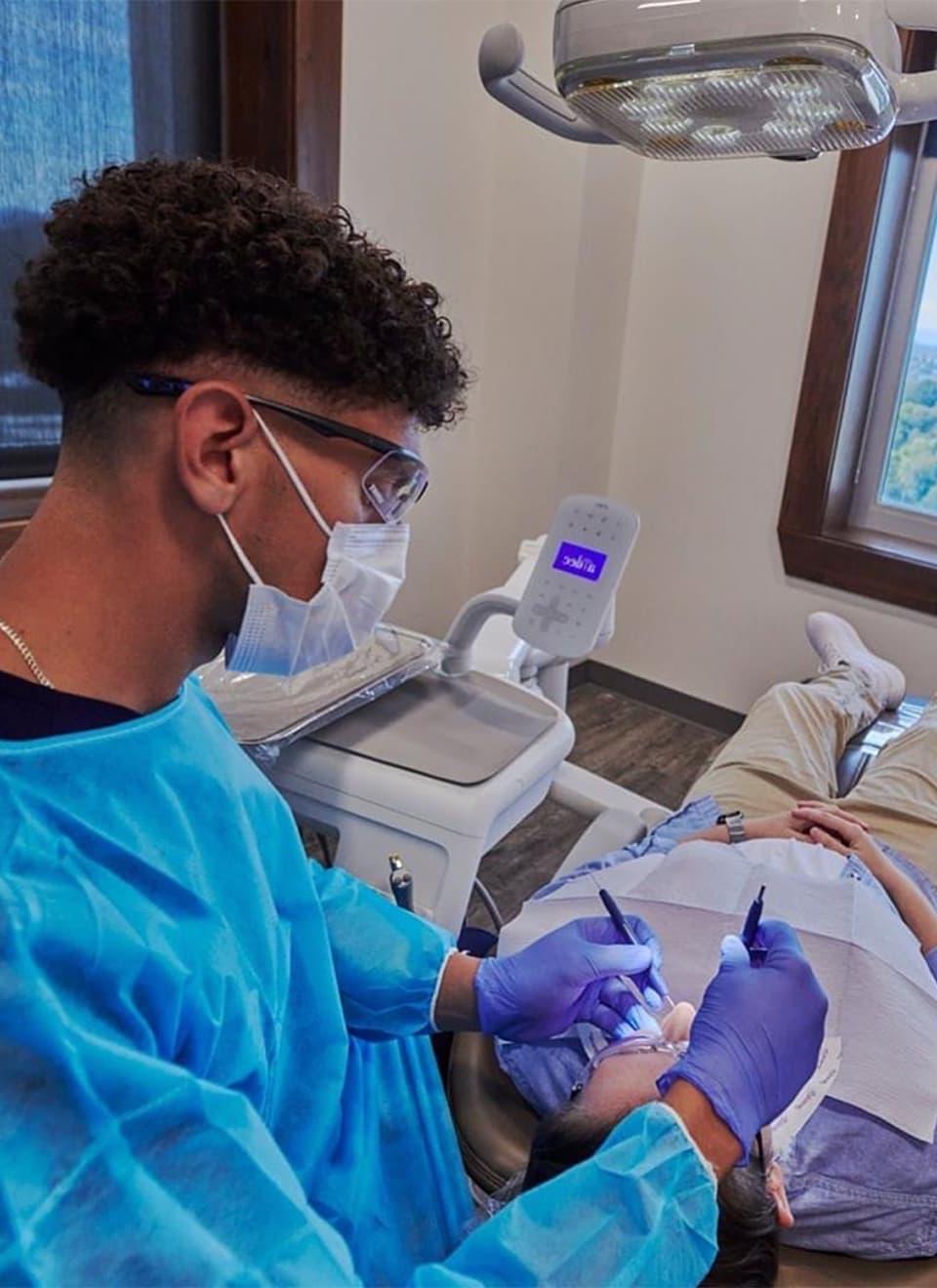 student learning dental techniques